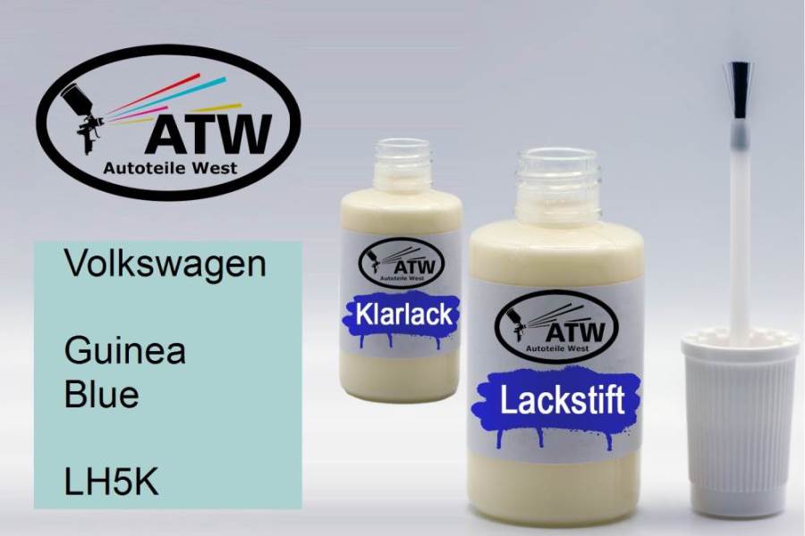 Volkswagen, Guinea Blue, LH5K: 20ml Lackstift + 20ml Klarlack - Set, von ATW Autoteile West.